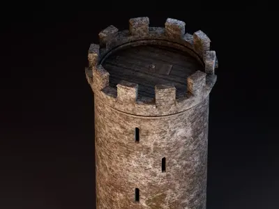 Medieval Stone Tower Pack Low-poly 3D model