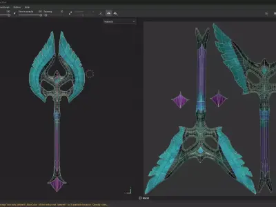 Green Twin Blade Axe Low-poly 3D model