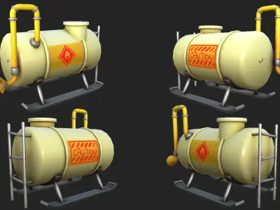 Stylized Gas Tank 02 Free low-poly 3D model