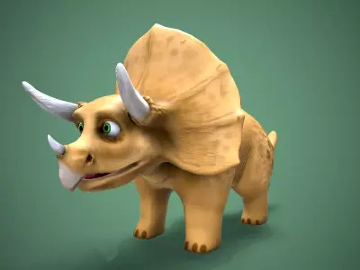 cartoon tricceratops Low-poly 3D model