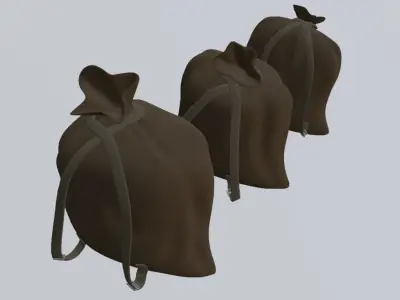 Set of 3 LowPoly Bags Low-poly 3D model