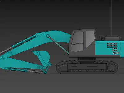 Excavator Kobelco SK200 crawler Low-poly 3D model