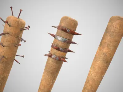 Low Poly Base Ball Bat Weapon Pack PBR Low-poly 3D model