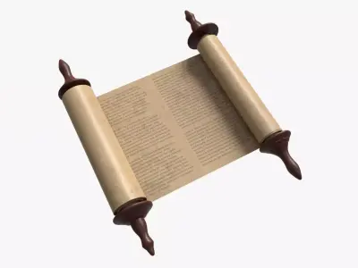 Ancient Scroll With Wooden Rods Old text 01 3D model
