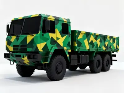 Realistic Military Cargo Truck 3D Model Low-poly 3D model