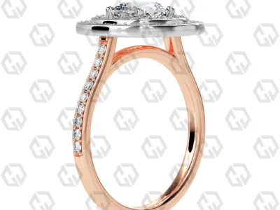 Ring 202 Cushion Shape Cathedral Double Halo pave set with Gems 3D print model