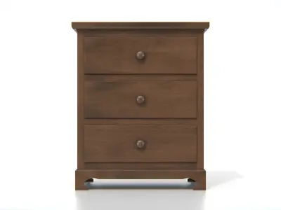 Vintage Wooden Nightstand Low-poly 3D model