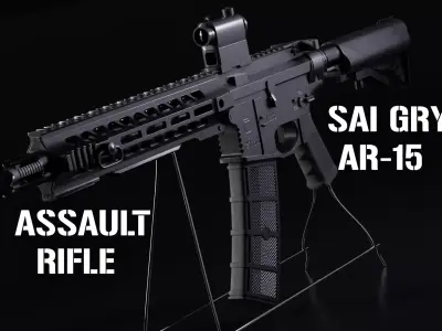 SAY GRY AR-15 Assault Rifle High Poly 3D model