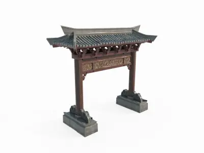 Asian Ancient Architecture Gate 3D model