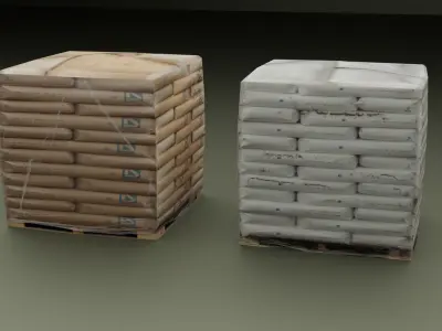 Cement Bags On Pallet Low-poly 3D model