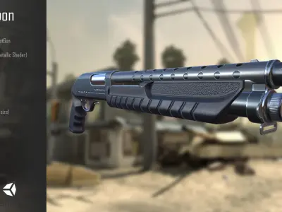 ShotGun PBR gun in video game Low-poly 3D model