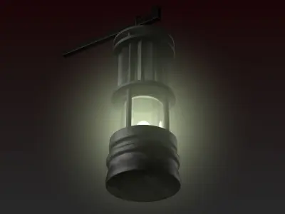 Antique Old Lantern Light Lamp Low-poly 3D model