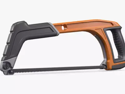 Hacksaw orange and saw Low-poly 3D model