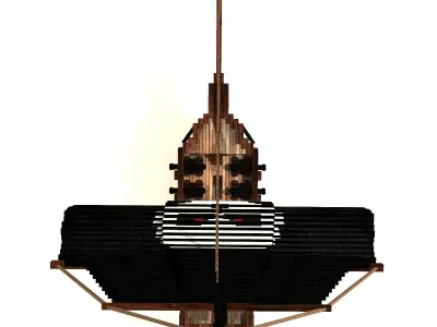 Voxel Pirate Ship Low-poly 3D model