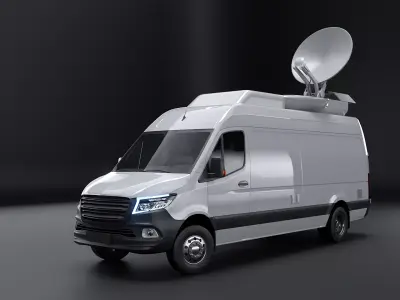 TV Broadcast Satellite Van PBR Low-poly 3D model