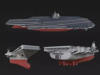 CHINA CNS Fujian  Aircraft Carrier Low-poly 3D model