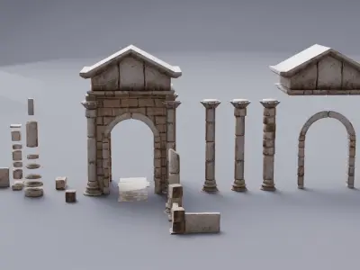 Architecture Old Set Low-poly 3D model