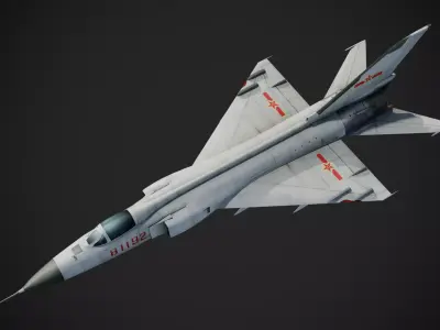 Chinese J-8 fighter jet Hand painted game model Low-poly 3D model