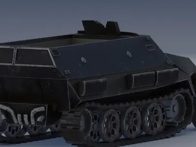 German WW2 Half-Track Military Vehicle - SD KFZ 251 Low-poly 3D model