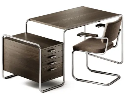 Thonet Writing desk S 285 and Chair S 64 PV 3D model