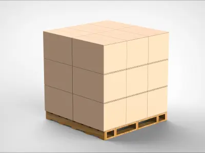 Cardboard boxes and pallet 3D model