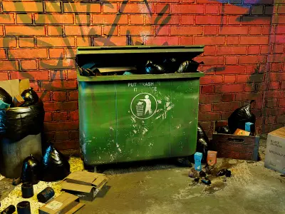 Dumpster trash with garbage bin 3d model 3D model