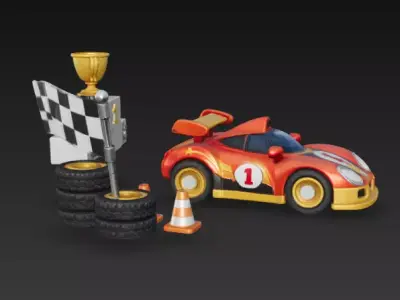 Chibi Racing Champion Car - Stylized Game-Ready Vehicle Low-poly 3D model