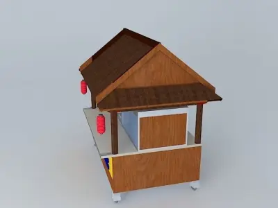 A Taiwanese noodles snack cart with roof Free 3D model
