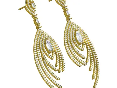Antique Micro Pave Set Diamond Drop Earring 3D print model
