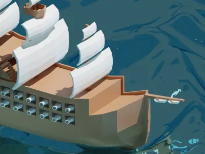 low poly ship  Low-poly 3D model