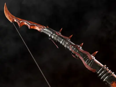 Fire Bow - Dark Fantasy PBR game ready 3d weapon Low-poly 3D model