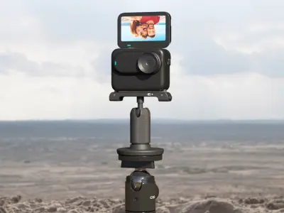 Portable Action Cam with Touch Display on Stand Black 3D model