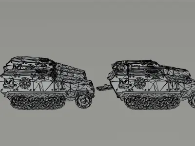 Cartoon Dieselpunk armored cars  Polygonal Style Free low-poly 3D model