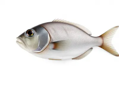 Barreleye Fish 3D Model with Transparent Head Low-poly 3D model