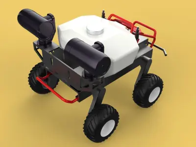 VEHICLE SPRAYER AUTONOMOUS UNMANNED ROBOT TRACTOR GROUND FIELD 3D model