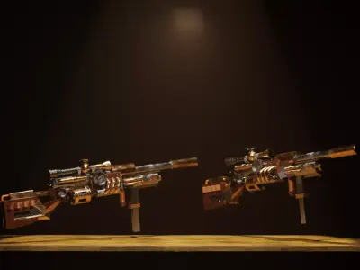 SteampunkGun Free low-poly 3D model