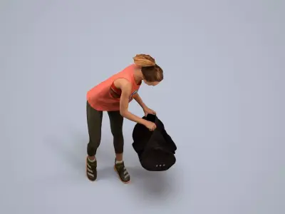 00556Meghan011 - Adult Caucasian woman crouching in summer 3D model