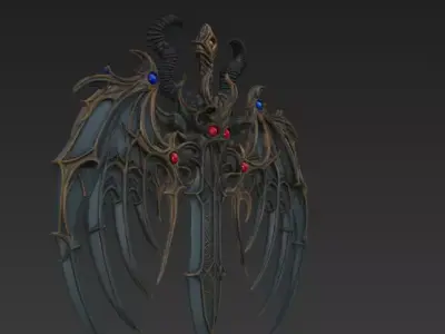 Stylized Fantasy Sword 3D Model - Decorative Weapon 3D model