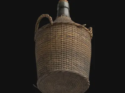 Wicker Carboy Low-poly 3D model