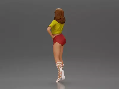Stylish Woman in Chic Summer Outfit Posing Playfully 3D print model