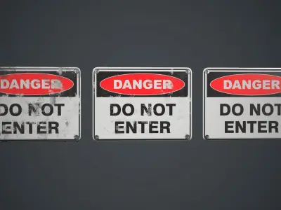 Plastic Danger Sign PBR Game Ready Low-poly 3D model