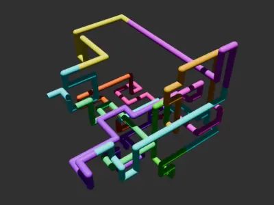 3D Pipes Procedural ScreenSaver - Windows 3D model