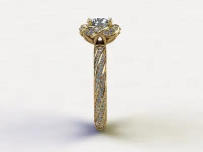 10042 twisted diamond engagement ring 3D print model