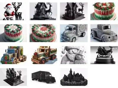 Christmas Truck City 3D Model Pack