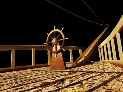 Shipwreck Model wooden structure in desert 3D model