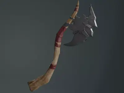 Wooden Combat Axe - Low Poly 3D Model Free low-poly 3D model