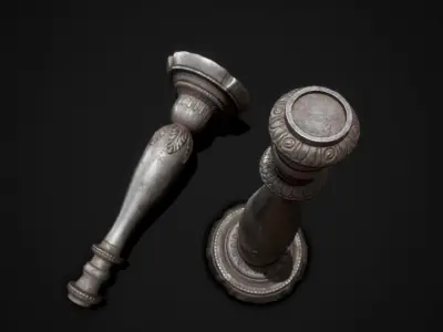 PBR Candlestick silver in form of person Low-poly 3D model