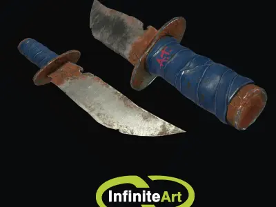 Combat knife 3D model 5