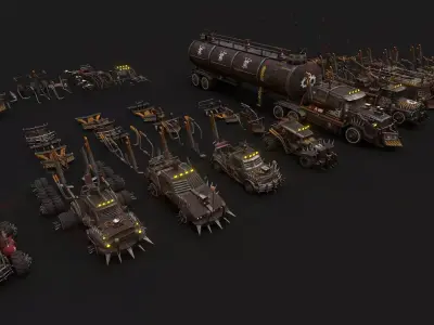 Apocalyptic Car Modular Pack Low-poly 3D model by HavolkStudio from CGTrader