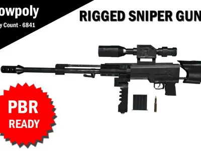 3D Sniper RIgged model Low-poly 3D model